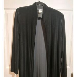 MSK Velvet Duster Jacket Large Black Kimono Boho Whimsigoth Side Slits